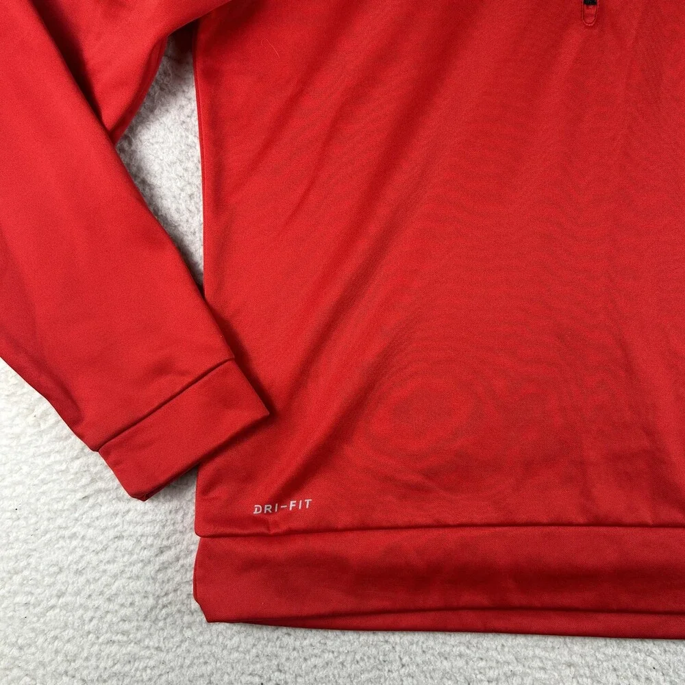 Nike Dri-FIT Fleece Shirt Mens Medium Red 1/4 Zip Mock Neck Running Top Athletic